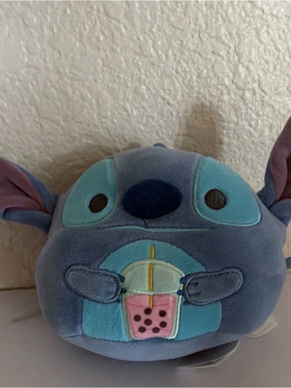 Disney Stitch Blue Plush Toy with Boba Drink